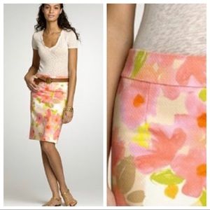 J. Crew Floral Pencil Skirt - Pink and Green